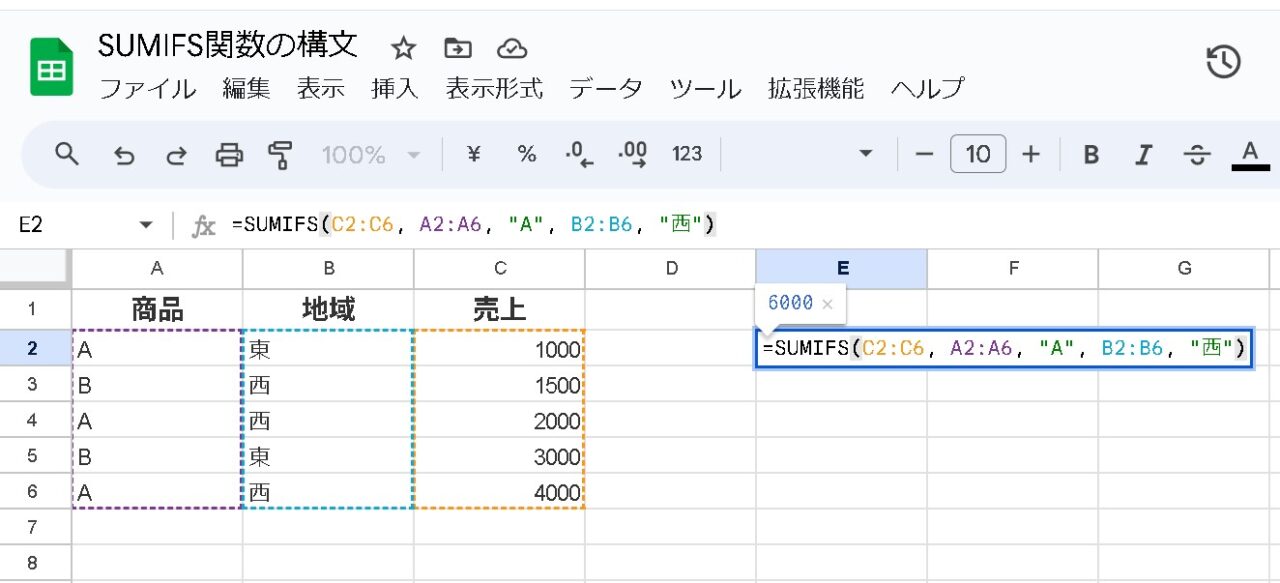 【スプレッドシート】SUMIFS関数の基本的な使い方