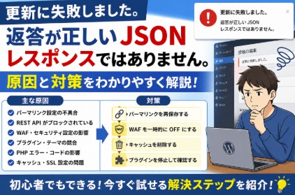 「更新に失敗しました。返答が正しい JSON レスポンスではありません。」の原因と対策