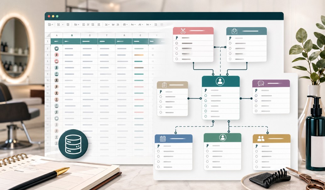 【スプレッドシート】サロンの顧客管理システムを作る｜データベースリレーションシップ図
