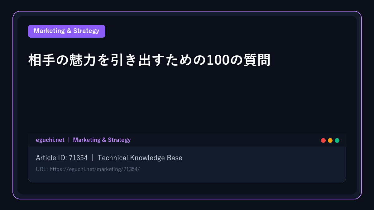 相手の魅力を引き出すための100の質問