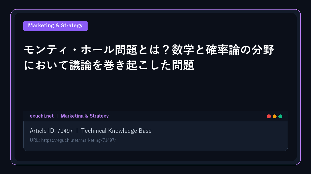 モンティ・ホール問題とは？数学と確率論の分野において議論を巻き起こした問題