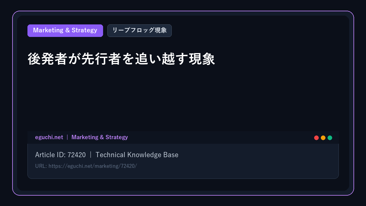 【リープフロッグ現象】後発者が先行者を追い越す現象