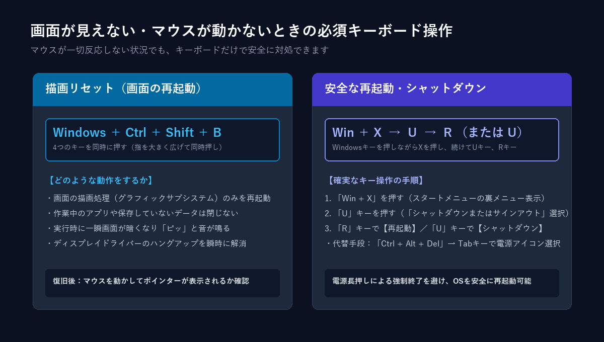 画面が見えない・マウスが動かないときの必須キーボード操作ショートカット