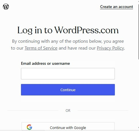 WordPress.comのログイン画面