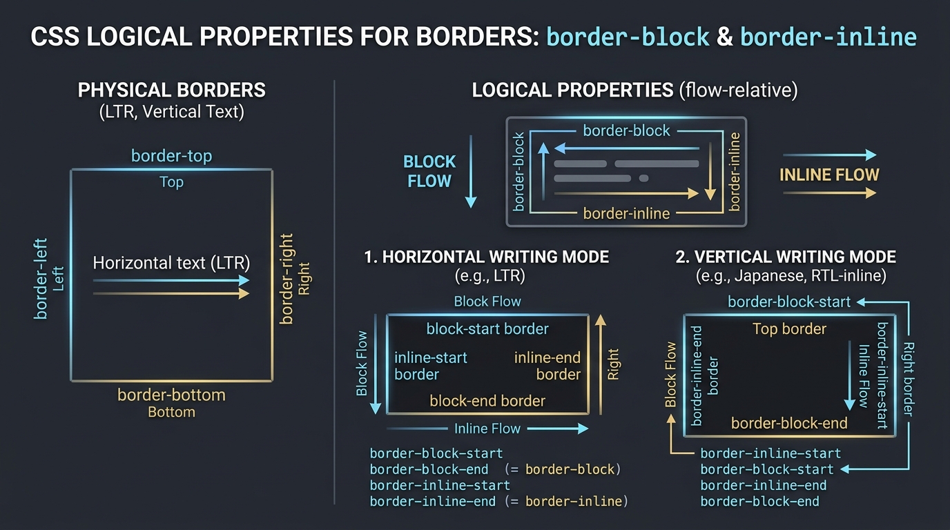 CSS論理プロパティ（border-blockとborder-inline）の構造図解