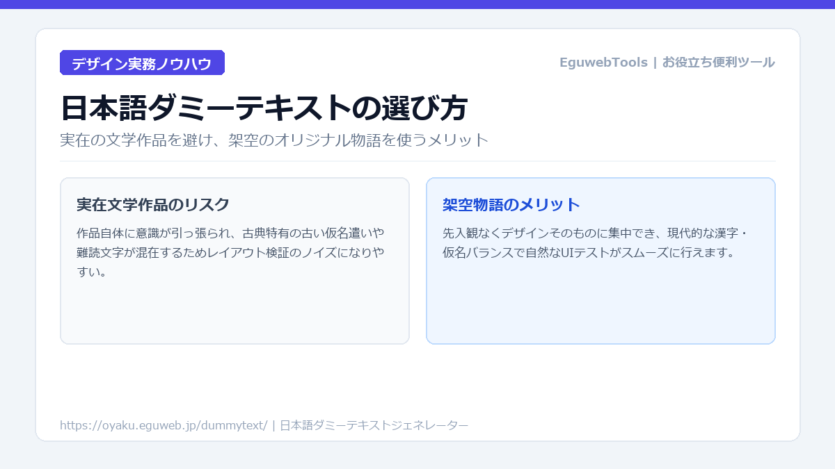 日本語Lorem Ipsumのおすすめ作成法｜実在作品を避けるメリットと注意点