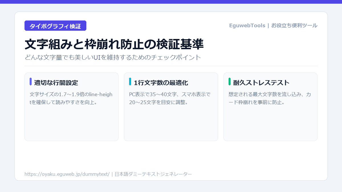 Webデザインの文字組み検証テクニック｜ダミーテキストによる視認性と枠崩れ対策